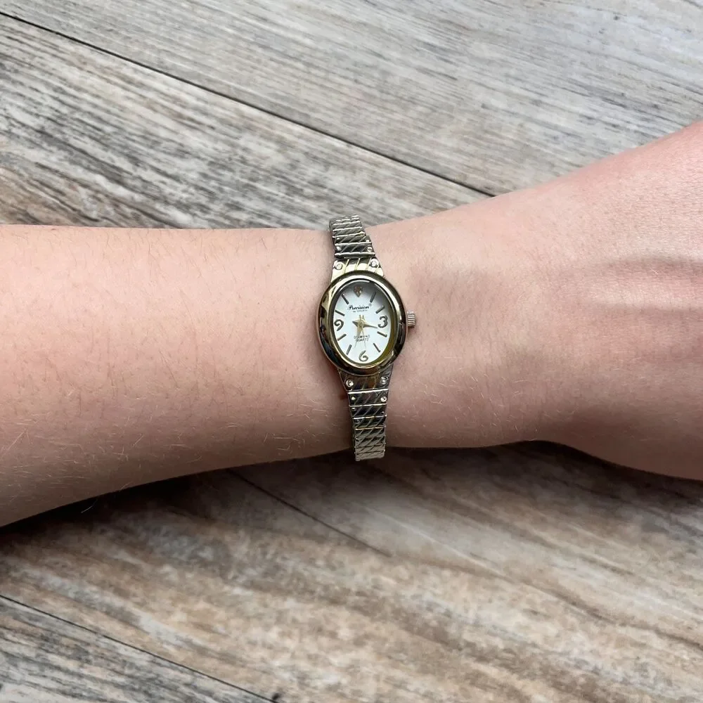 Precision by Gruen Diamond Quartz Watch Womens Two Tone Dainty Small